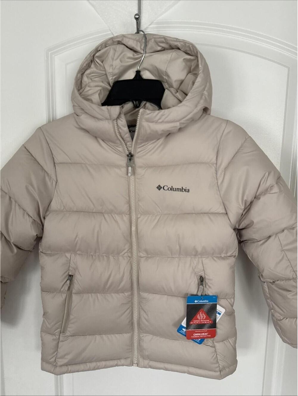 $90 Columbia Youth Size 6-7 XS Pike Lake II Hooded Omni Heat Puffer Jacket Tan - Picture 2 of 8